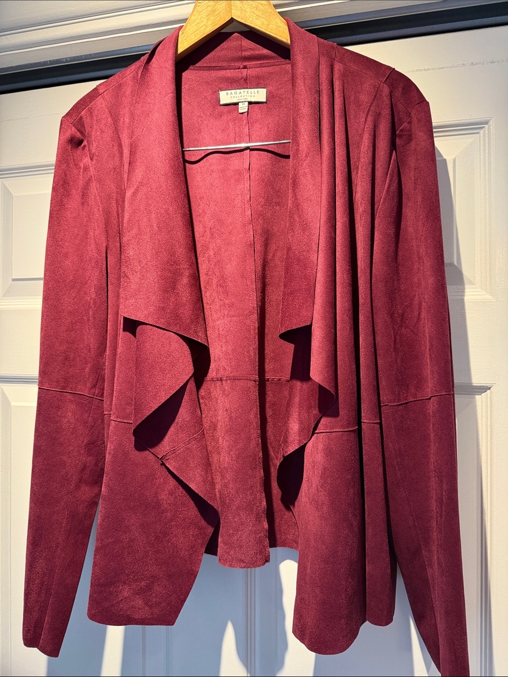 bagatelle Women's Draped Open Front Jacket - Wine
